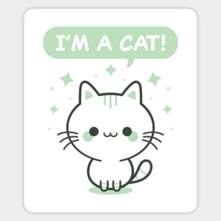 I'm A Cat! - Green Kitty Sticker